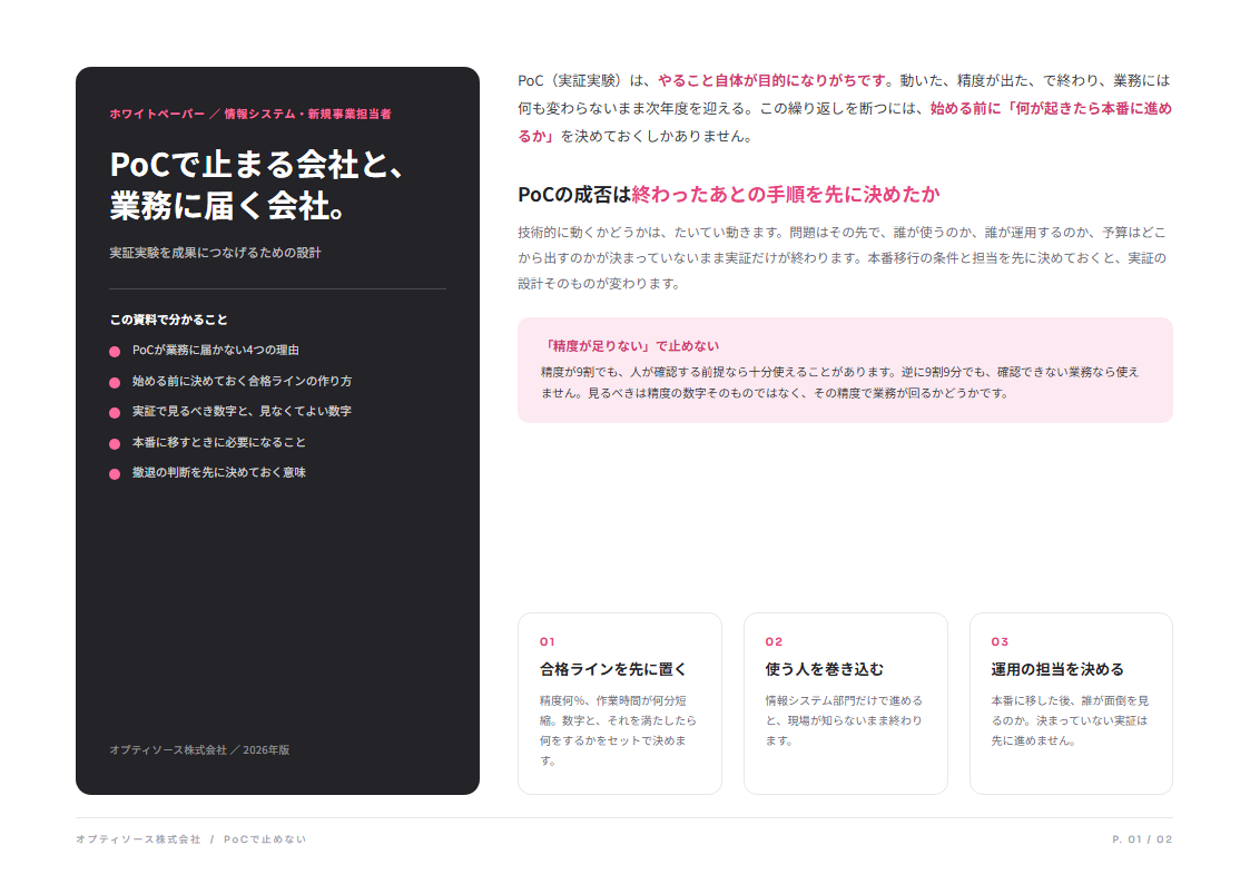 PoCで止まる会社と、業務に届く会社。（表紙）