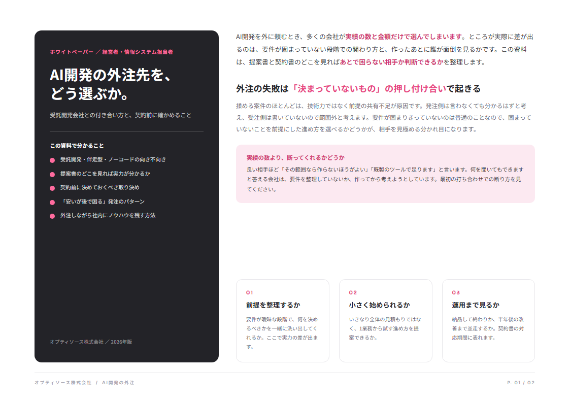 AI開発の外注先を、どう選ぶか。（表紙）